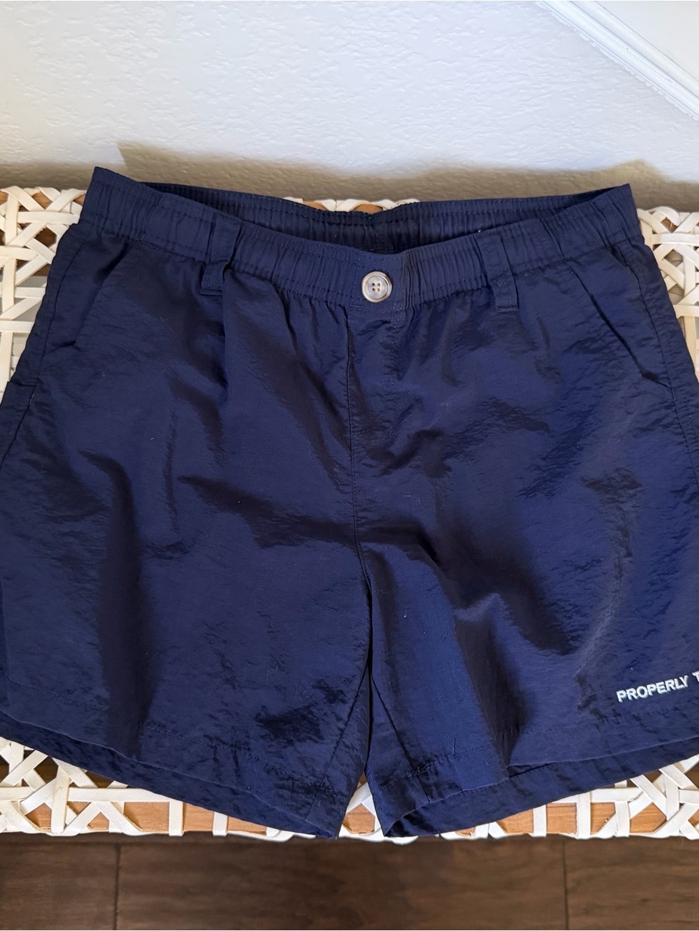 Kids Navy Elastic-Waist Shorts by Properly Tied